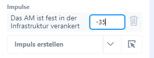Screenshot: Impuls im Impulsmenü, mit ausgewählem Wirkungseingabefeld